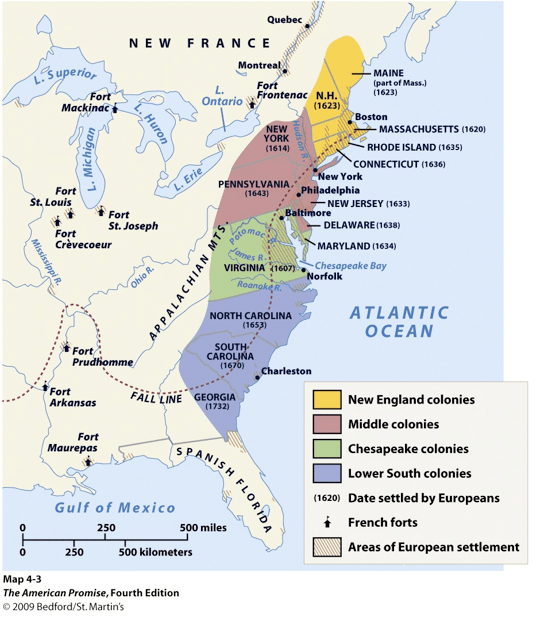BTHS United States History 1 / British Colonies Map